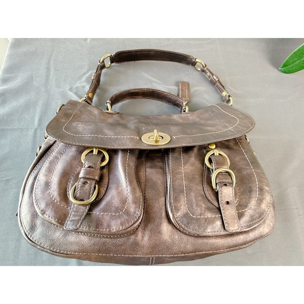Coach Vintage Legacy Metallic Bronze Leather Pocket Tote Bag 12655 - Picture 11 of 15